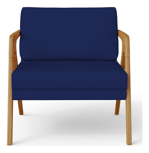 Poltrona Decorativa Sala De Estar Pietra Suede Azul Marinho Cor Azul-marinho Desenho Do Tecido Liso