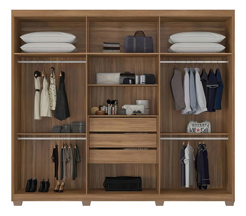 Guarda Roupa Casal Sumatra Com Pés Amêndola Touch