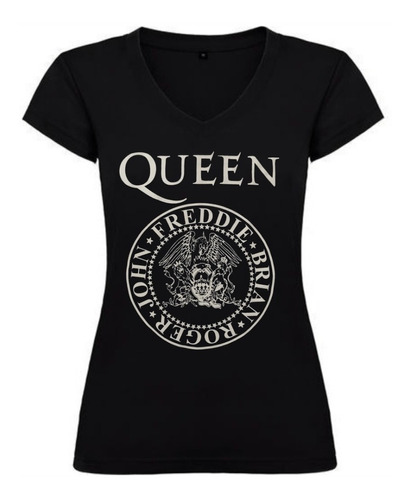 Camiseta Dama Banda Queen Negra