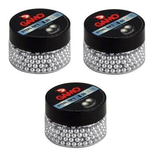 Imagem 1 de 3 de Kit 3 Munição Esfera Gamo Steel Bb's Tough 4.5mm 1500 Unids.