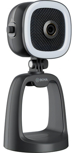 Boya by-CM6a tudo em um, microfone, câmera Full HD 1080p e luz LED preta