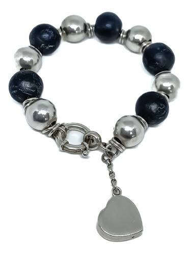 Pulsera Bolas Semillas Con Marinero Plata 925 19cm 