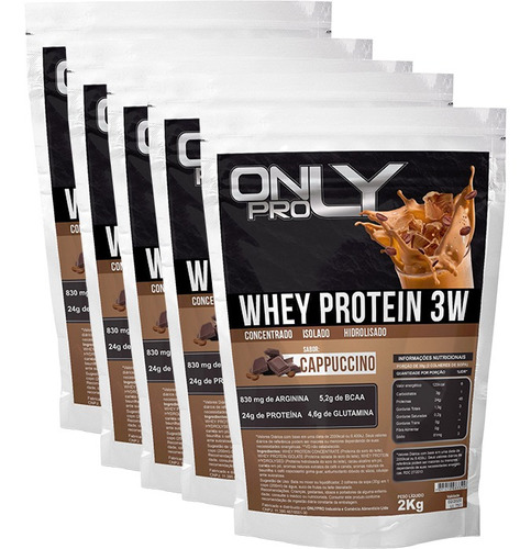 Kit 5 Wheys Only Pro 10 Kilos Proten Wey Capuccino