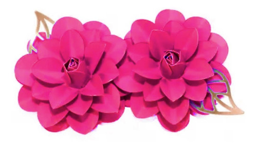 Topo De Bolo Flor Com Folha G2 Lullifet 2und Cor Pink