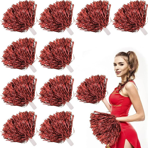 10pcs Pompones Porrista Metálicos Decorativos Fiesta Bailar