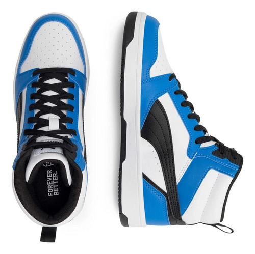 Tenis Puma Rebound V6 Blanco-azul Comodo Deportivo 393831-06