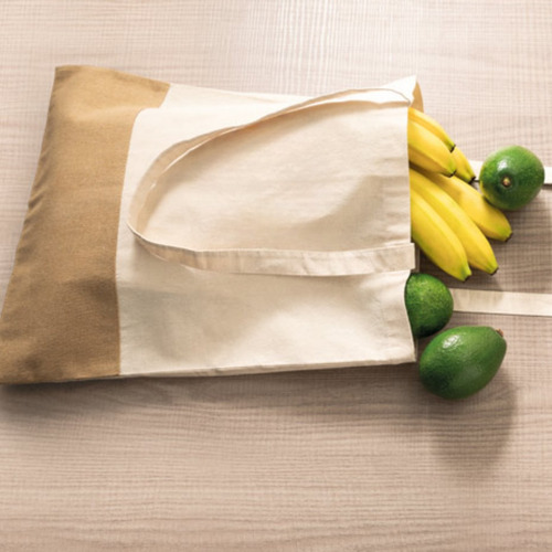 Kit 3 Bolsas Ecológica Ecobag Algodão Com Detalhe Em Juta Cor Natural