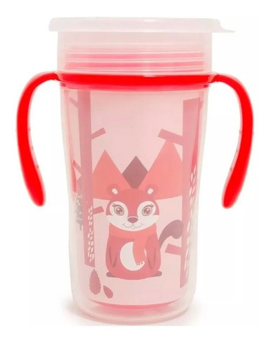Imagen 2 de 5 de Vaso Magico Bebe Con Asas Y Tapa Involcable 270ml Love 9149