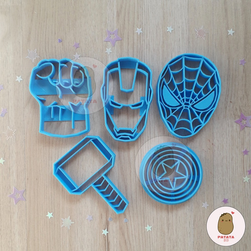 Cortante Galletita Fondant Spiderman Thor Hulk Ironman X 5