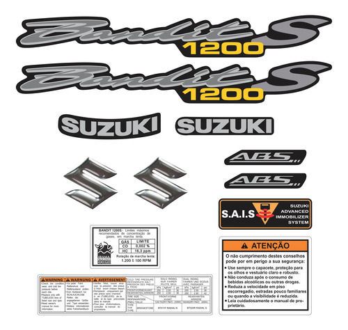 Kit Adesivo Suzuki Bandit 1200s 2008 Preta Szb1200s04 Fgc