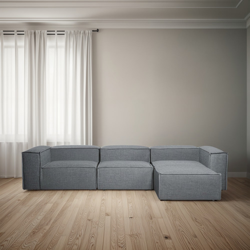 Sala Esquinera Gris Modular Moderna Minimalista Latt Dalton Gris Claro Dalton