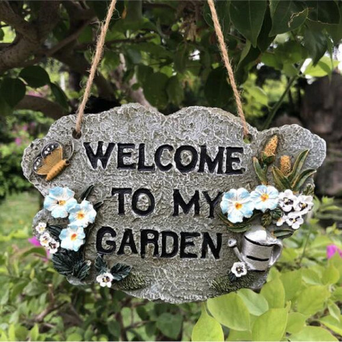 Letrero De Bienvenida De Hangings Resin Garden, Decoración D