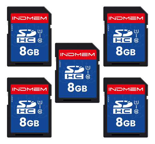 Indmem - Tarjeta Sd De 8 Gb, Paquete De 5 Unidades Uhs-i U1 