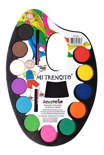 Acuarela Mi Trensito X 12 Colores + Pincel