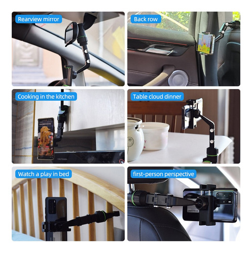 Soporte Teléfono Espejo Retrovisor Multifuncional 360 Grados