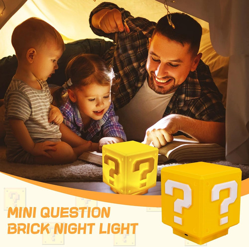 Lampara Cubo Mario Bross Cuestion/pregunta Sonido Rgb Usb Amarillo