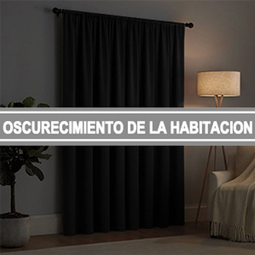 NANWEI Cortinas Blackout con bolsillo para varilla para recamara sala Premium 270X215cm 2 Paneles Aislamiento térmico y Reducción de ruido Tela impermeable Negro