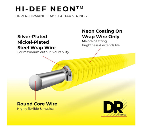 Cuerdas Neón Hi-def Para Bajo Dr Strings Nyb6-30