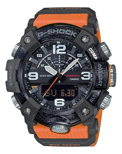 Reloj Casio G-shock Gg-b100 Para Caballero Color de la correa Naranja Color del bisel Negro Color del fondo Negro