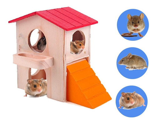 Casita Hamsters Rusos Sirios Lauchas Duplex Diversión Segura