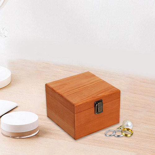 Nuevo Caja De Almacenamiento De Madera Marrón 14x14x10cm