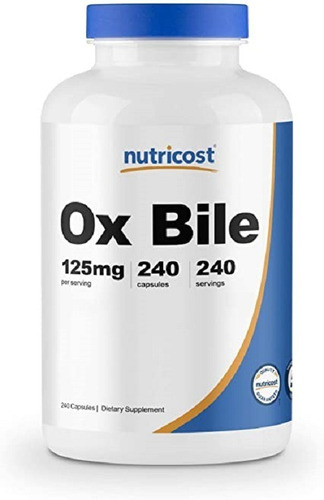 Ox Bile 125mg 240 Capsulas Nutricost Sais Biliares * Eua