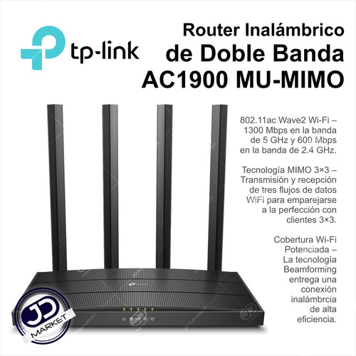Imagen 2 de 9 de Router Gigabit Wifi Banda Dual Ac1900, Tp-link Archer C80
