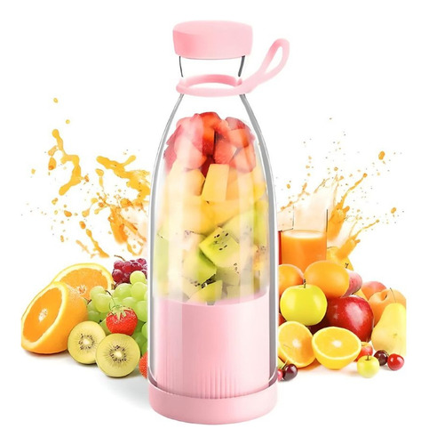 Mini Licuadora Para Batidos Y Batidos, Portátil, Recargable Color Rosa
