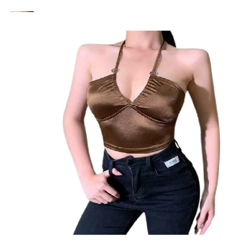 Top  Mujeres  Camisola Halter Espalda Descubierta Sin Mangas