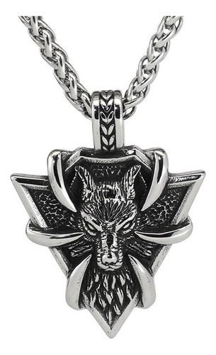 T Colar De Aço Geométrico Nórdico Viking Wolf Garras Unissex
