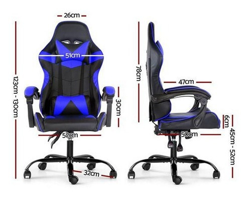 Silla Gamer Lumax Modelo Rom Electroventas Color Negro/Azul Material del tapizado Piel sintética