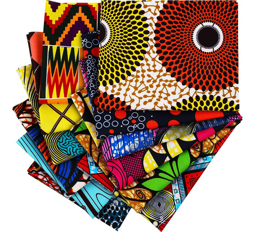 12 Piezas De Tela Africana Fat Quarters  50 X 40 Cm 