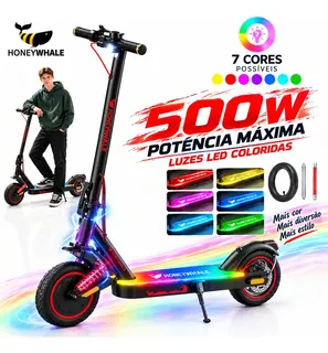 Patinete Elétrico HONEYWHALE S2 MAX Dobrável para Adultos com Suspensão e Pneus 10"