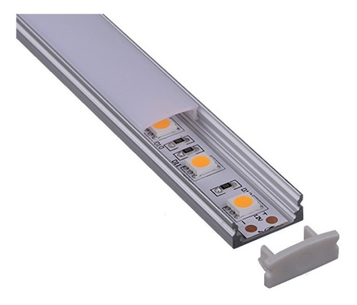 Perfil Aluminio 1m Para Tira Led Alacena Mesada Tapa Opal