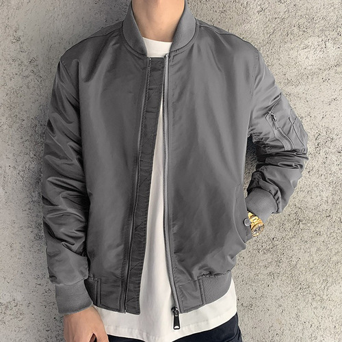 Chamarra Bomber De Color Entero Para Hombre