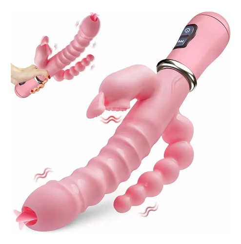 Massageador Corporal Elétrico Recarregável Triplo Plus Max Rosa