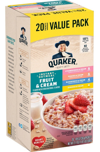 Quaker Avena Instantánea Fruit & Cream 20 Sobres Variables 