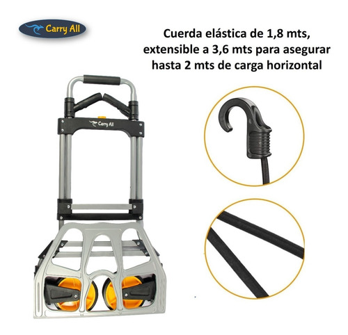 Imagen 5 de 8 de Carro De Carga Plegable Tipo Yegua 150 Kilos Manillas Cuerda