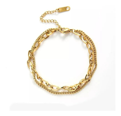 Off! Pulsera Doble Mujer Con Baño De Oro 18kt - 1003o