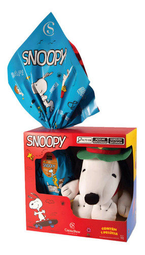 Ovo De Páscoa 160g + Pelúcia Snoopy Cachorro Escoteiro