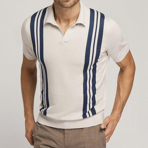 Camisas Para Hombre, Camisas De Golf De Punto A Rayas, Casua