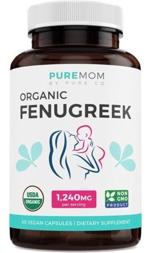 Puremom Fenugreek Fenogreco Orgánico 1240 Mg 60 Caps Sabor Sin Sabor