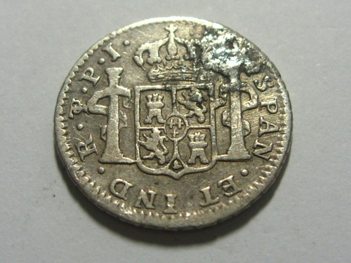 Espanha Colonial - Carlos Iv 1/2 Real 1807 Prata, Potosí (Usado)