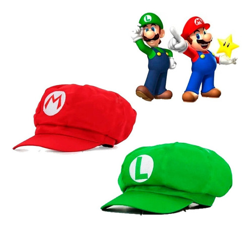1 Gorra + 6 Bigotes Mario Bros Luigi Adulto Niño Escoge! Mnr