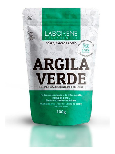Sachê De Argila Em Pó Verde Laborene 100g