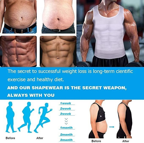 Imagen 6 de 8 de Whatafit Camiseta Faja Playera Reductora Moldeadora Hombre