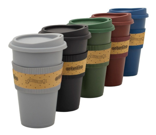 Imagen 3 de 7 de 12 Vaso Térmico Jarro Café Taza Térmica Tapa Y Faja Silicona