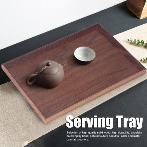 Bandeja Rectangular De Madera De Nogal Para Servir Con Estru