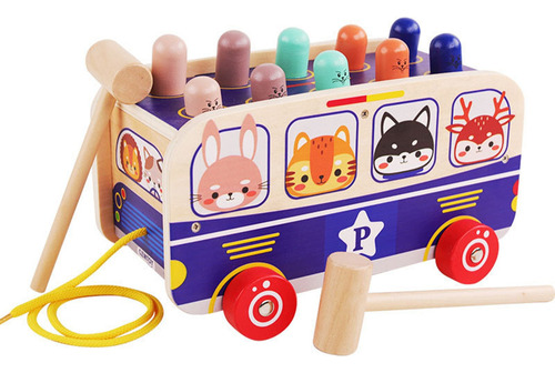 Juguetes Educativos Para Niños De Madera Whack-a-mole Bus An