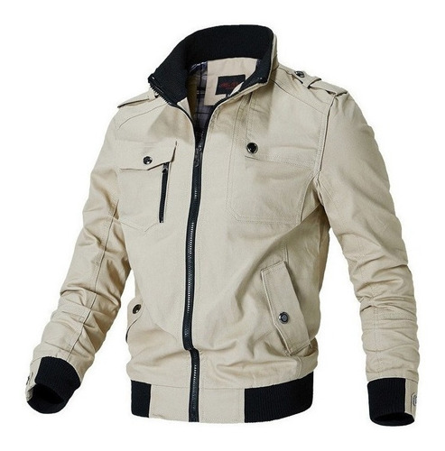 Chaqueta Cortavientos Casual Estilo Aviador Táctica Q1